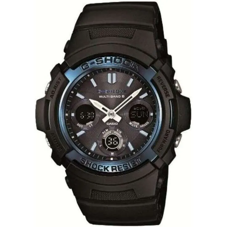 CASIO G-SHOCK DAY-DATE SOLAR ANALOG DIGITAL DIAL BLACK STRAP MEN WATCH AWG-M100A-1AJF