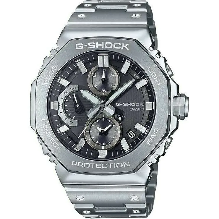CASIO G-SHOCK FULL METAL CHRONOGRAPH BLUETOOTH SILVER & BLACK MEN WATCH GMC-B2100D-1AJF