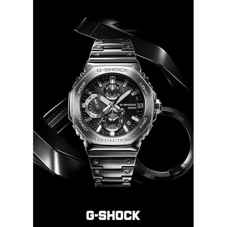 CASIO G-SHOCK FULL METAL CHRONOGRAPH BLUETOOTH SILVER & BLACK MEN WATCH GMC-B2100D-1AJF