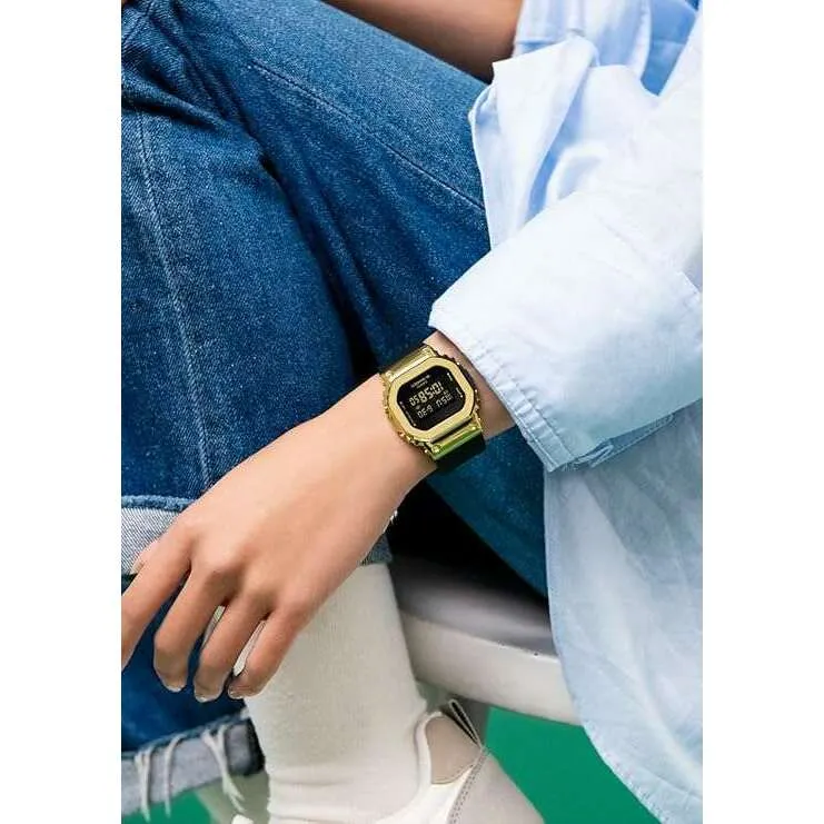 CASIO G-SHOCK MID-SIZE MODEL METAL COVERED DIGITAL BLACK & GOLD LADIES WATCH GM-S5600UGB-1JF