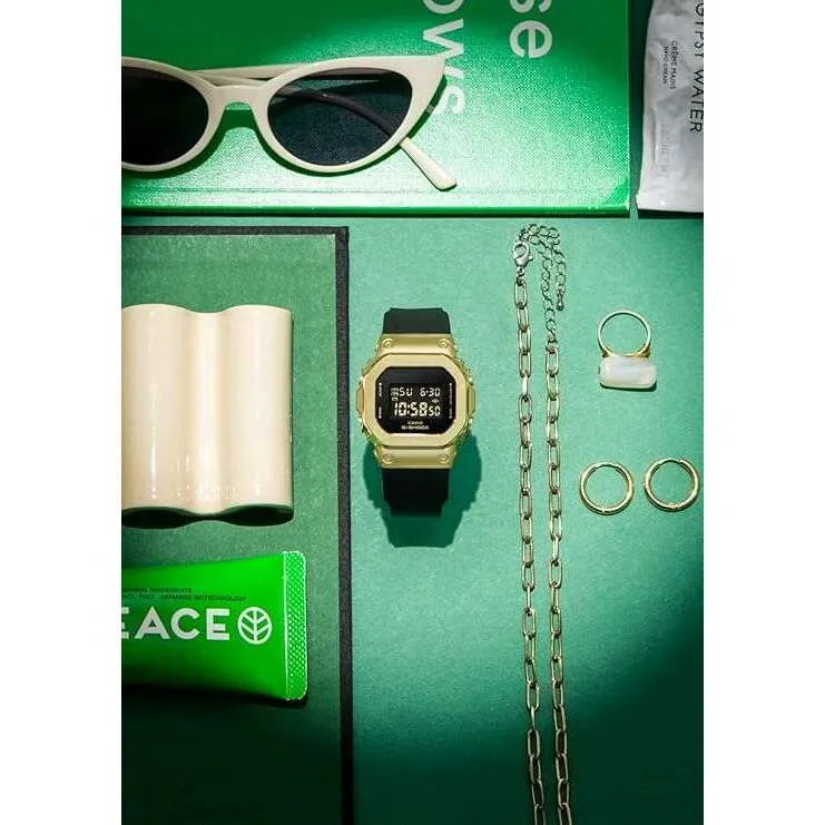 CASIO G-SHOCK MID-SIZE MODEL METAL COVERED DIGITAL BLACK & GOLD LADIES WATCH GM-S5600UGB-1JF