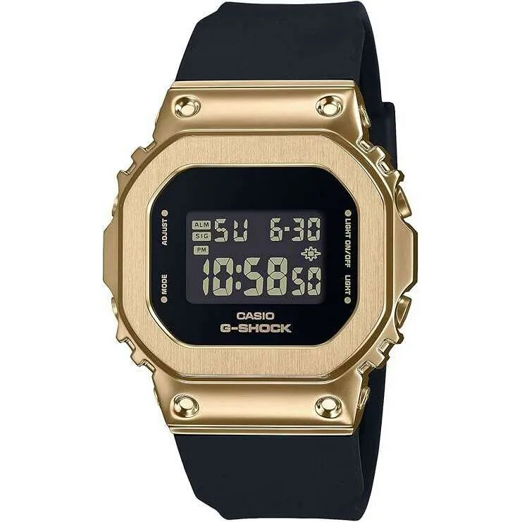 CASIO G-SHOCK MID-SIZE MODEL METAL COVERED DIGITAL BLACK & GOLD LADIES WATCH GM-S5600UGB-1JF