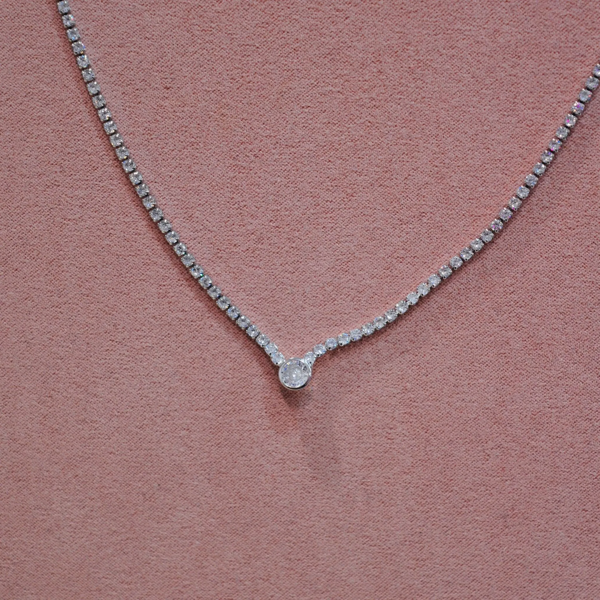 Collana tennis argento con perlina gioiello