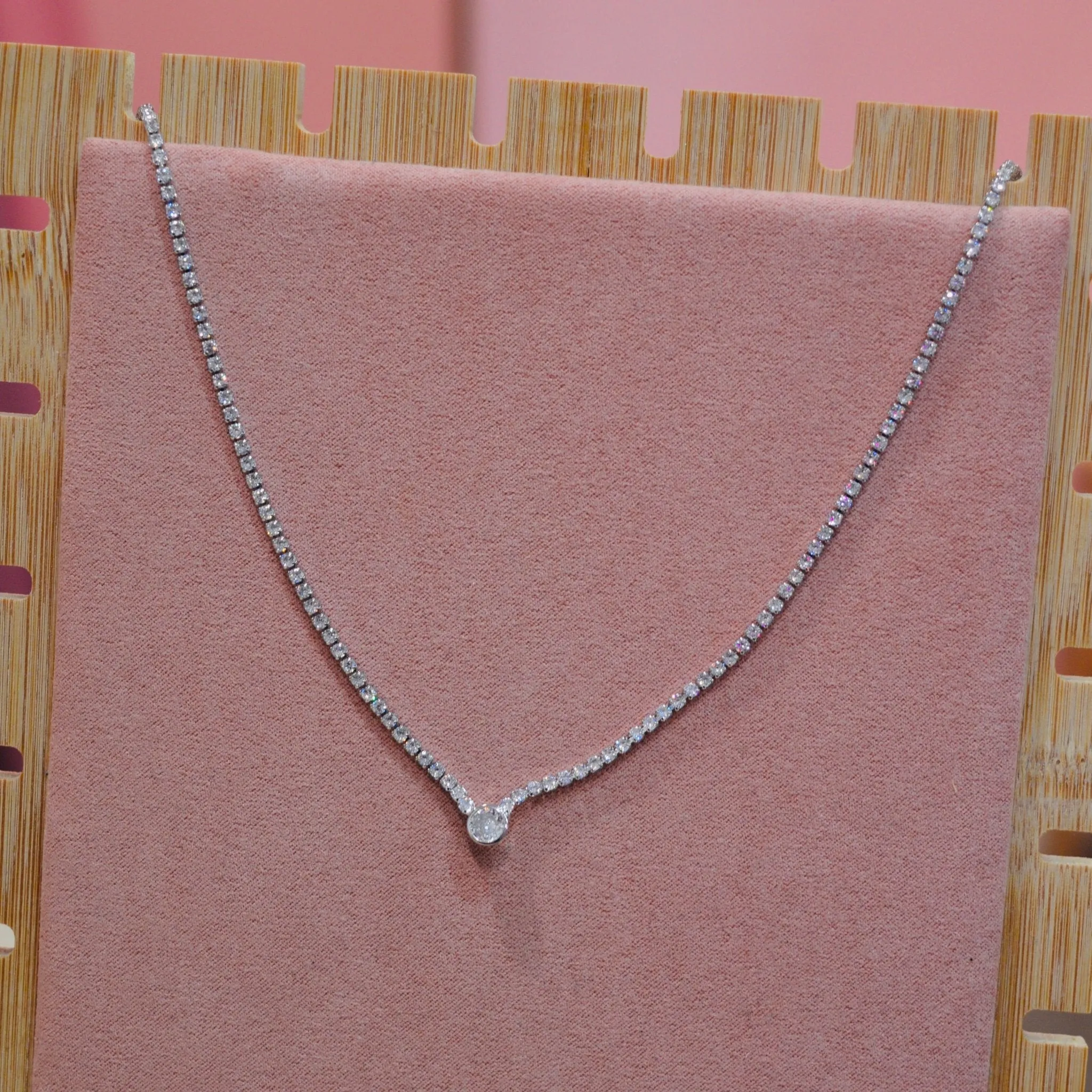 Collana tennis argento con perlina gioiello