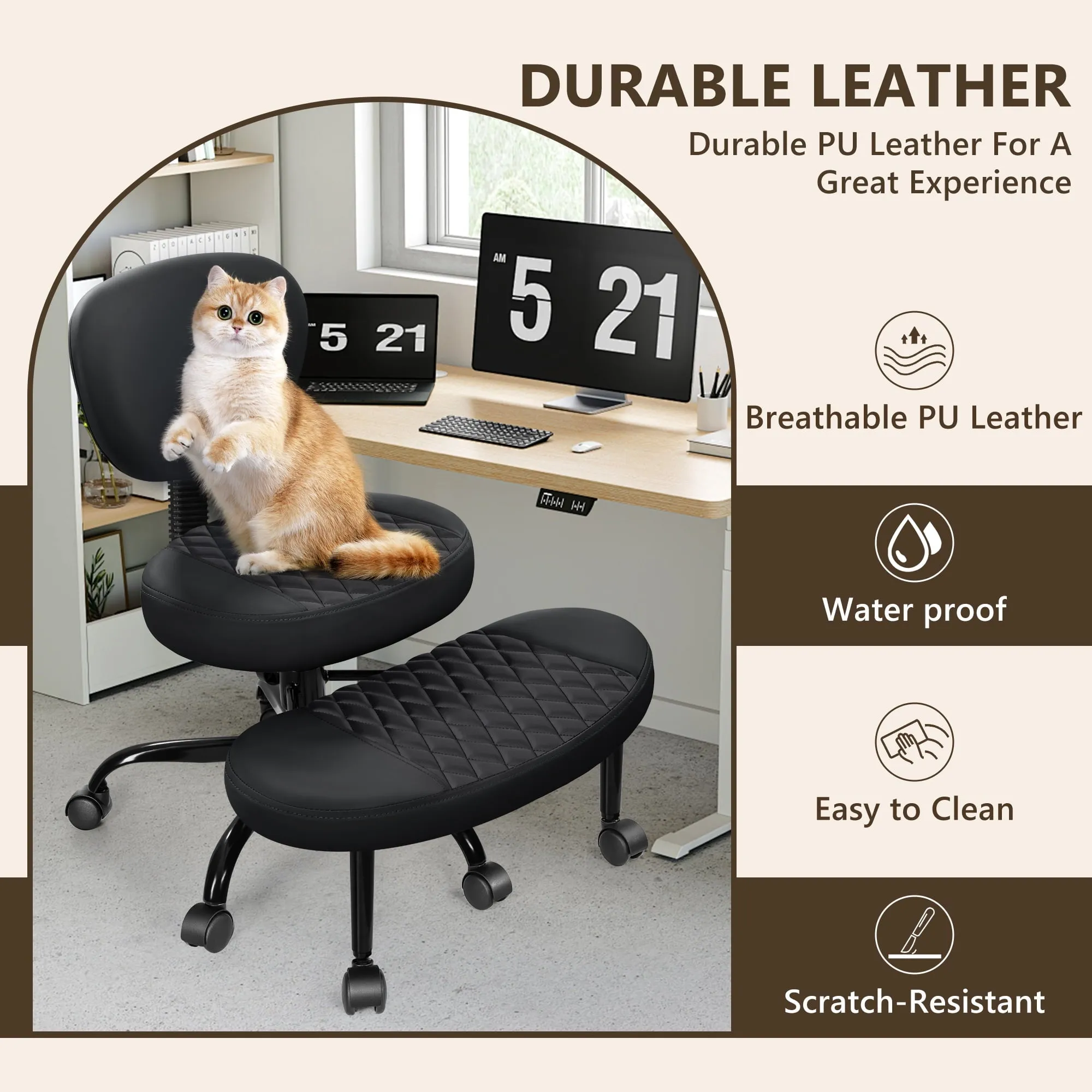 Cross Legged Office Chair, Meditation Chair W/ Lumbar Support