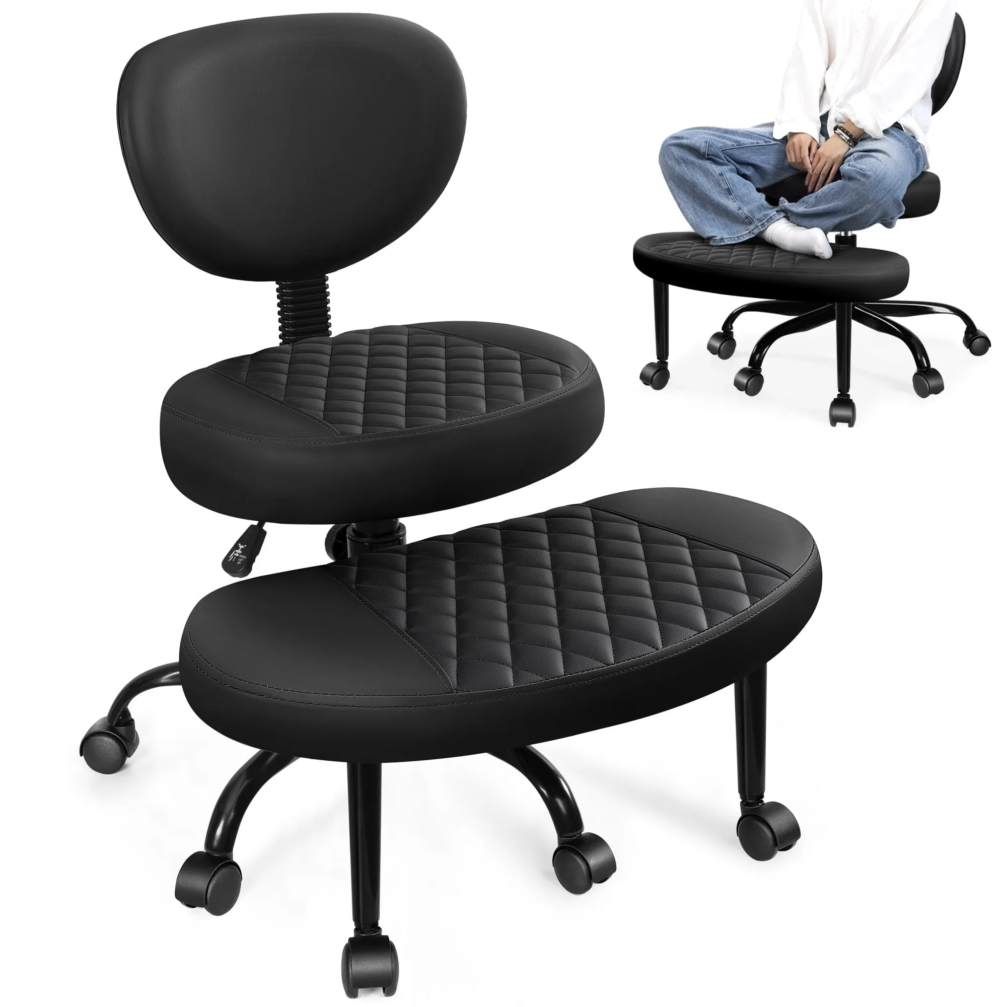 Cross Legged Office Chair, Meditation Chair W/ Lumbar Support