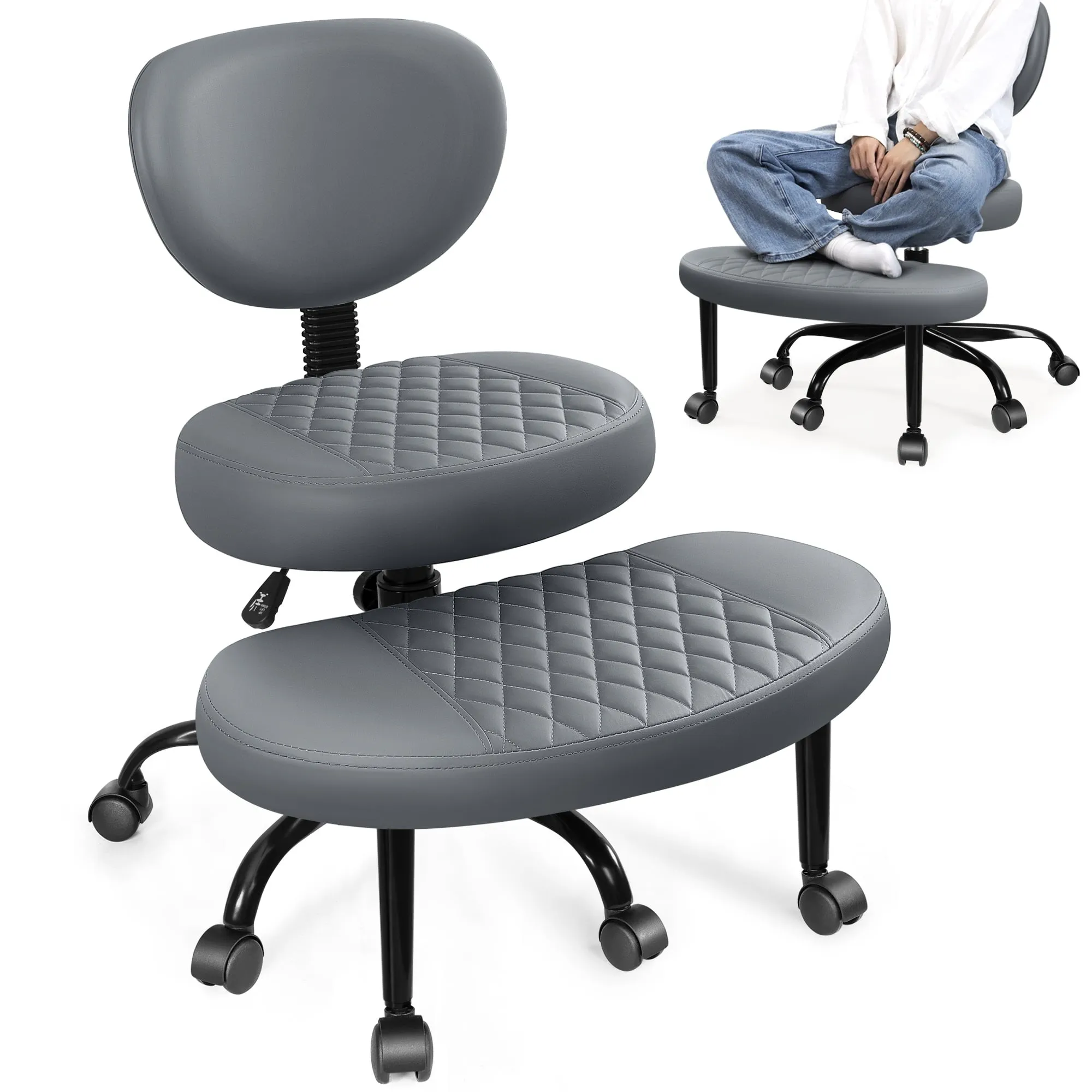 Cross Legged Office Chair, Meditation Chair W/ Lumbar Support