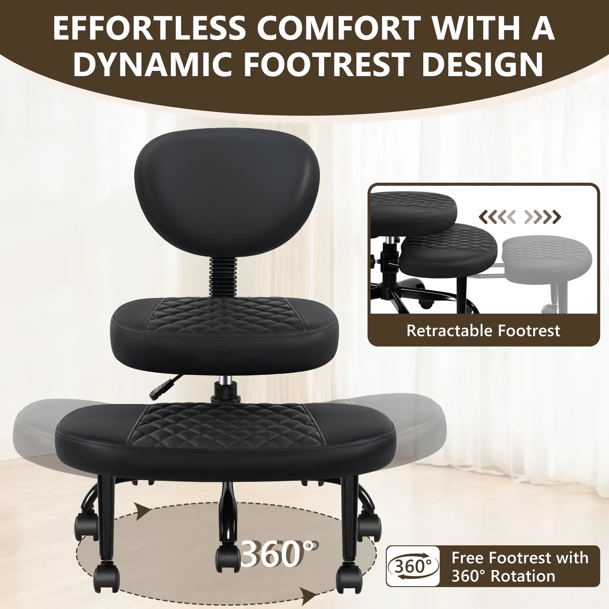 Cross Legged Office Chair, Meditation Chair W/ Lumbar Support