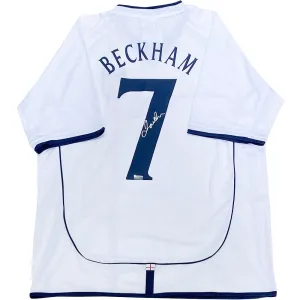 David Beckham Autographed 2002 England Replica Home Jersey