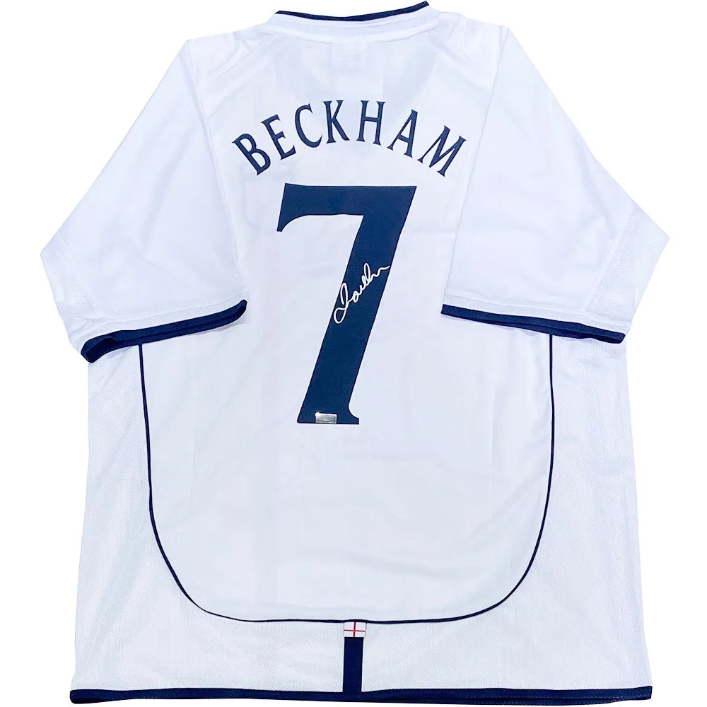 David Beckham Autographed 2002 England Replica Home Jersey