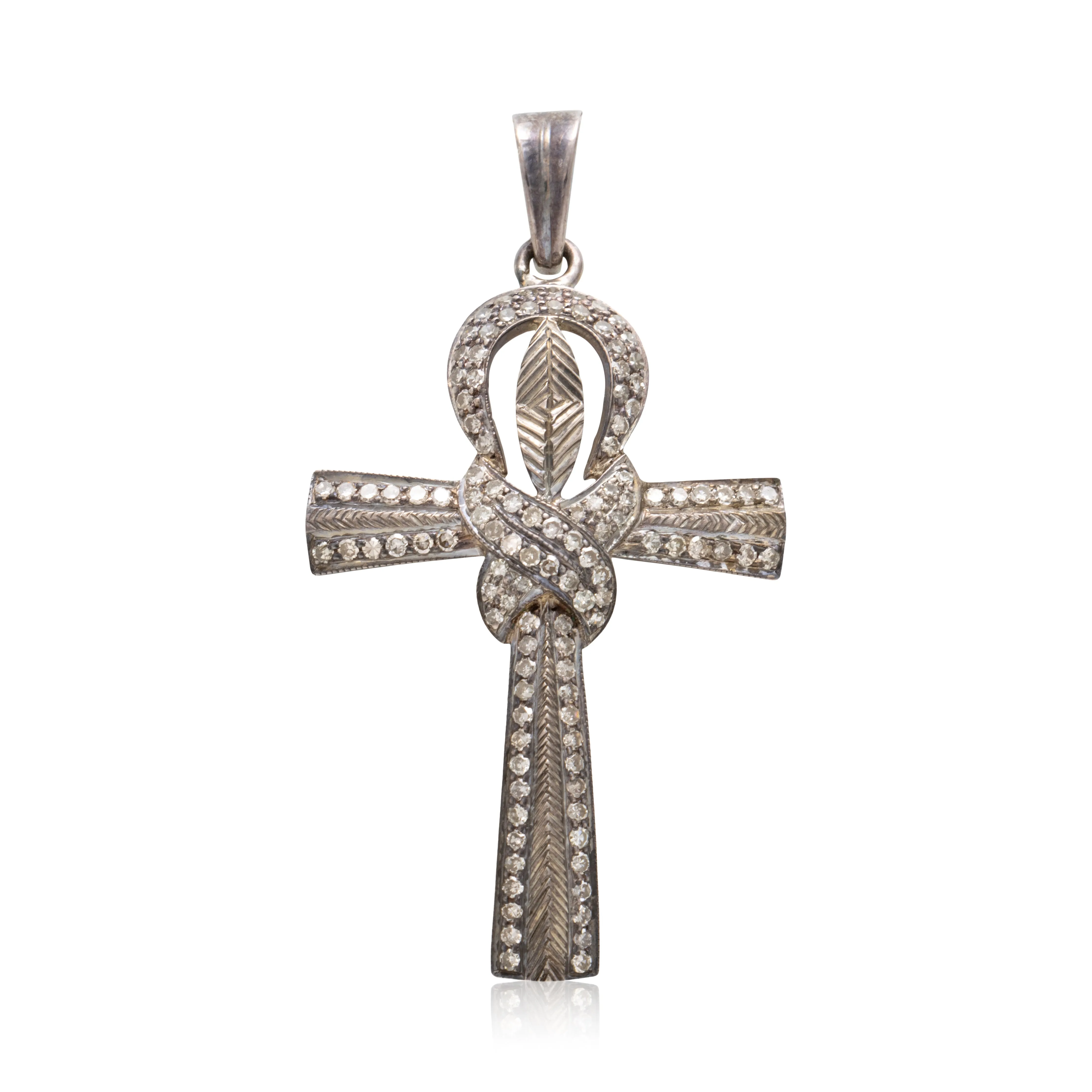Diamond and Silver Cross Pendant