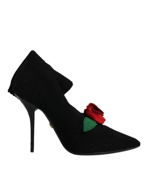 Dolce & Gabbana Black Stiletto Heels Mid Calf Boots Shoes