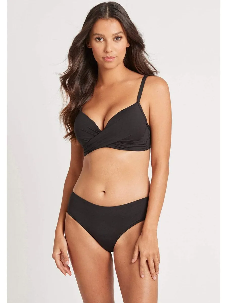 Essentials Mid Bikini Bottom in Black