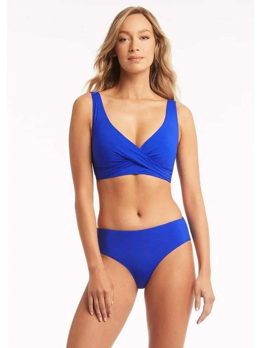 Essentials Mid Bikini Bottom in Cobalt