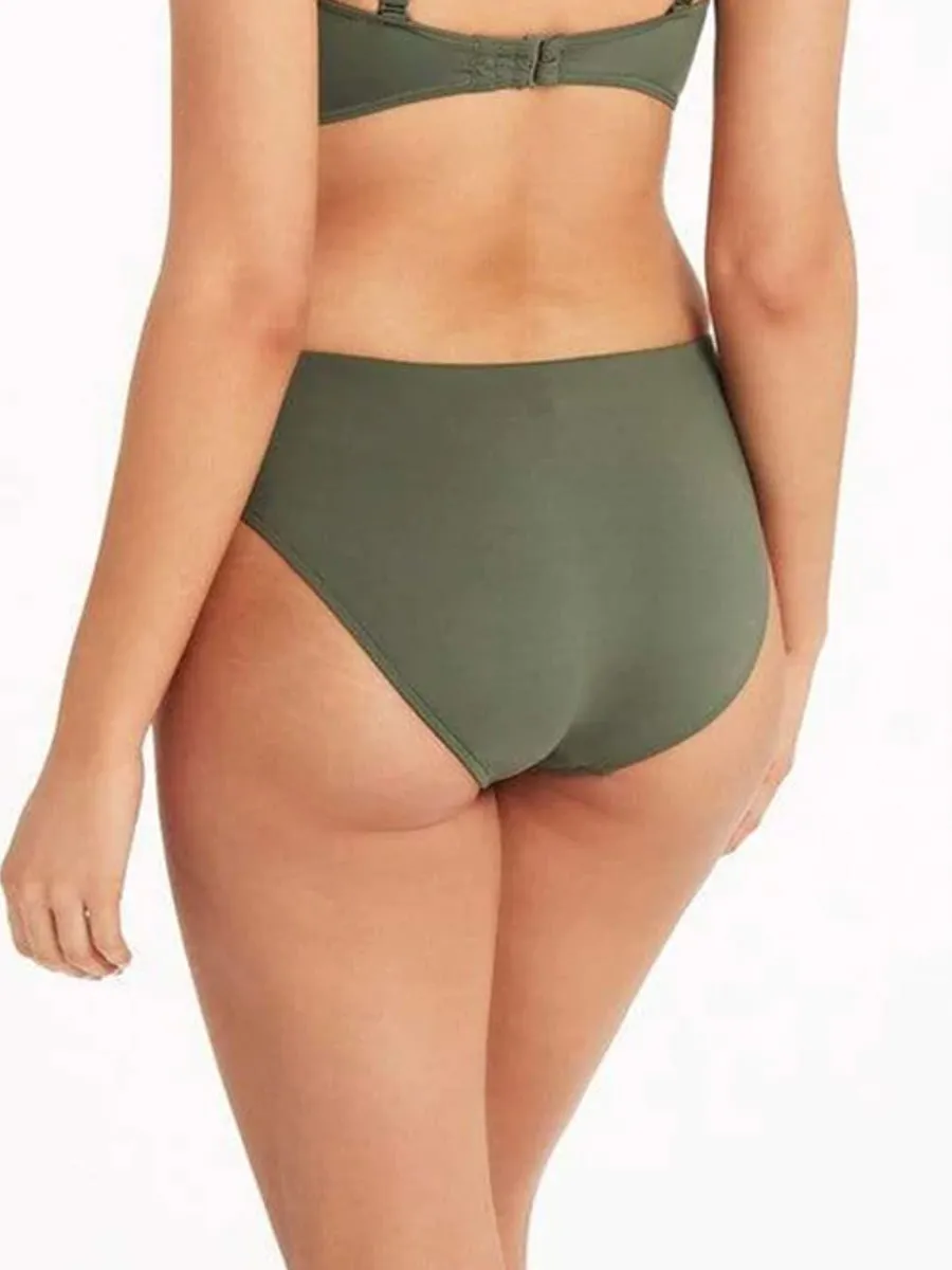 Essentials Mid Bikini Bottom in Khaki