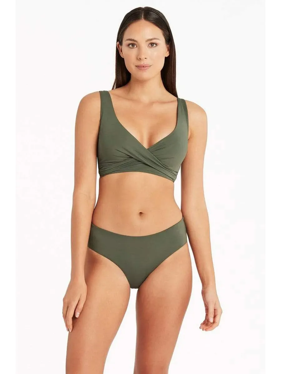 Essentials Mid Bikini Bottom in Khaki