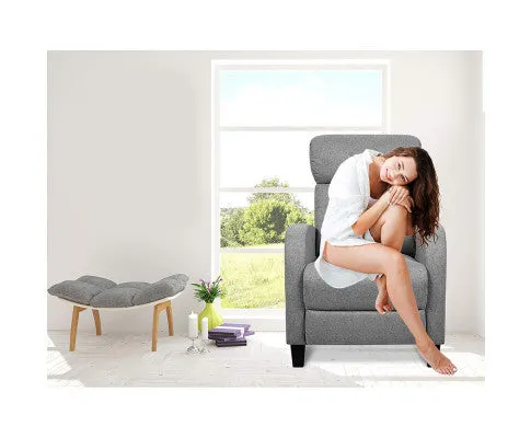 Fabric Reclining Armchair - Grey