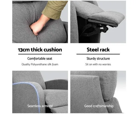Fabric Reclining Armchair - Grey