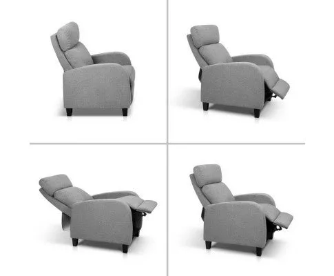 Fabric Reclining Armchair - Grey