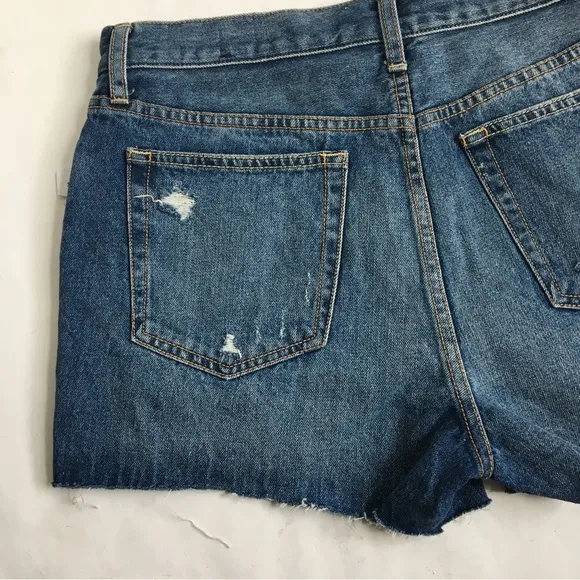 Free People Sophia Mid Rise Distressed Buttonfly Cut Off Denim Jean Shorts 31