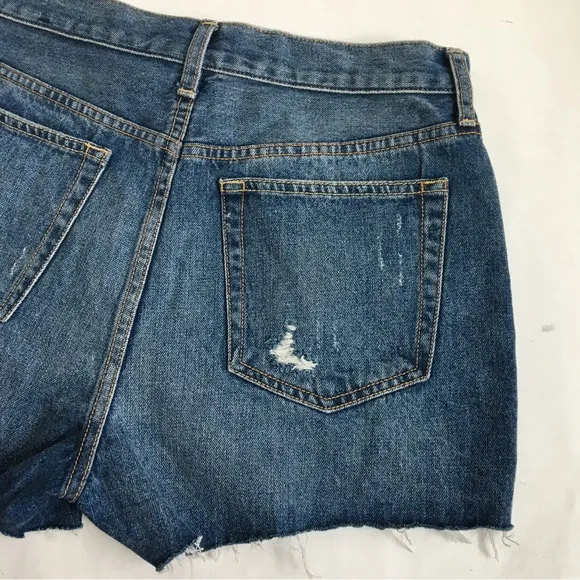 Free People Sophia Mid Rise Distressed Buttonfly Cut Off Denim Jean Shorts 31