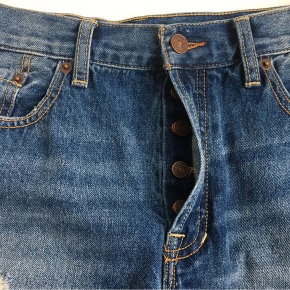 Free People Sophia Mid Rise Distressed Buttonfly Cut Off Denim Jean Shorts 31