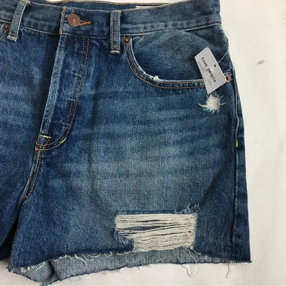 Free People Sophia Mid Rise Distressed Buttonfly Cut Off Denim Jean Shorts 31