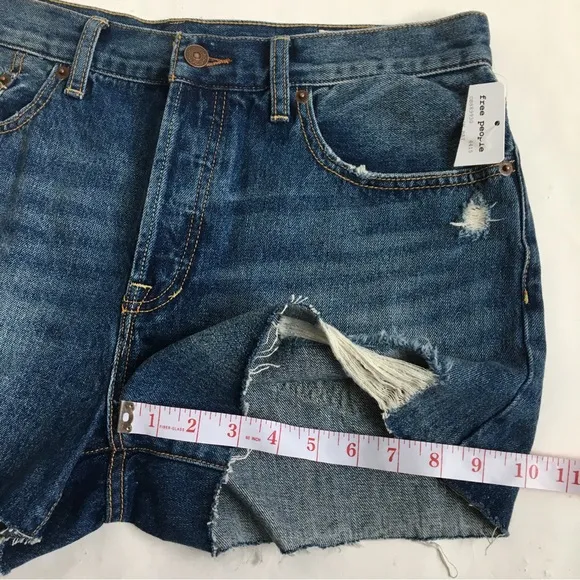 Free People Sophia Mid Rise Distressed Buttonfly Cut Off Denim Jean Shorts 31