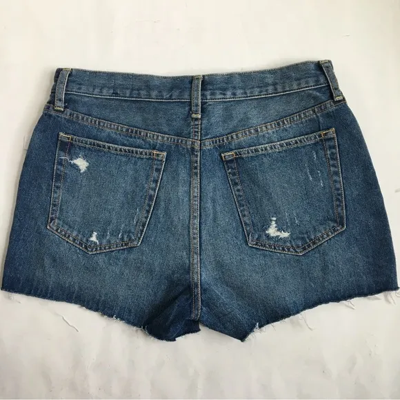Free People Sophia Mid Rise Distressed Buttonfly Cut Off Denim Jean Shorts 31