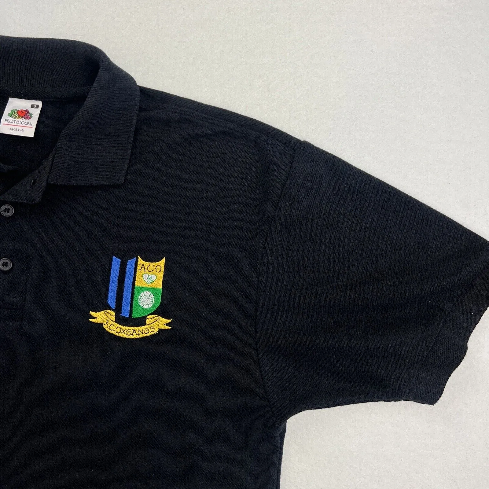 Fruit Of The Loom AC Oxgangs Football Club Black Polo Shirt Size Small