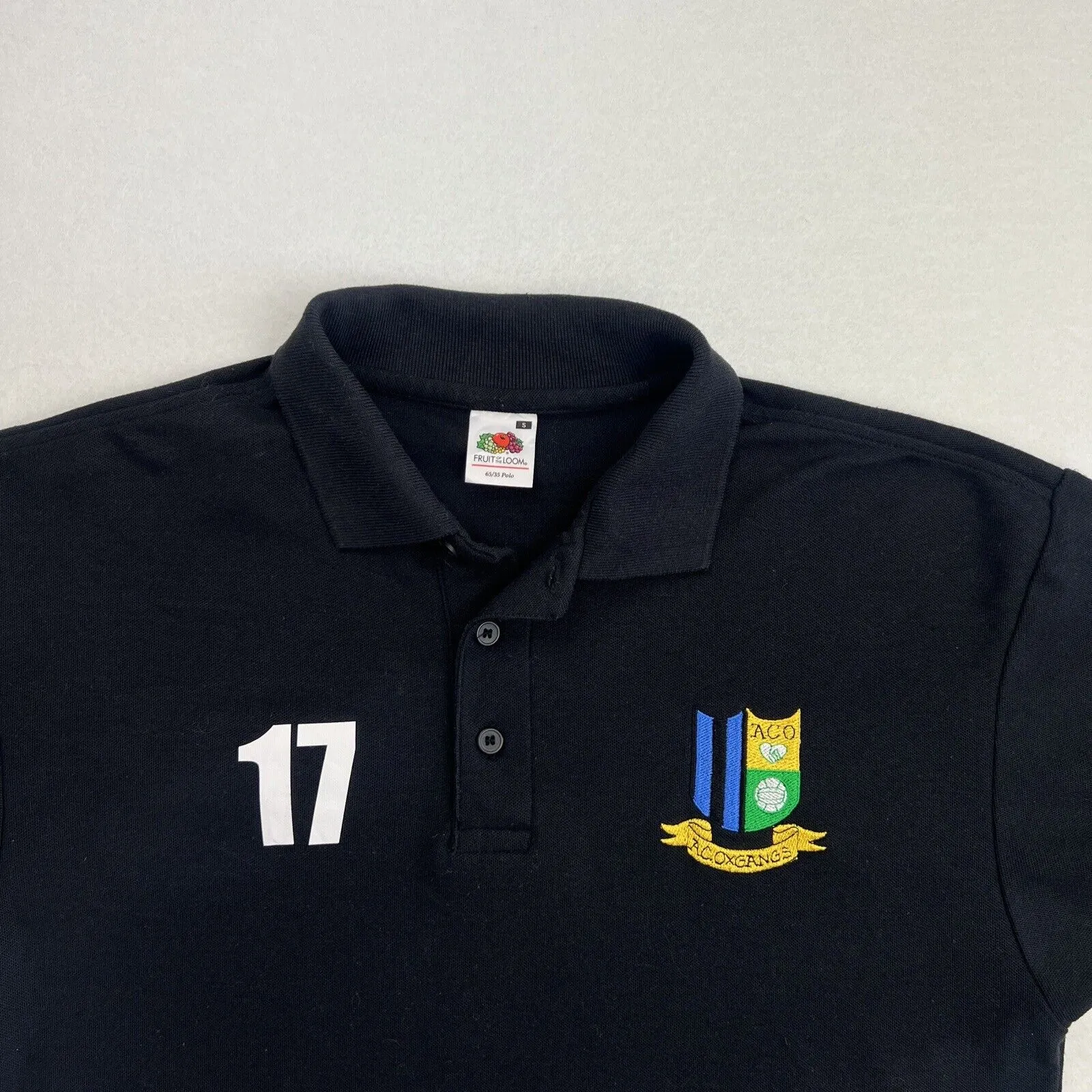Fruit Of The Loom AC Oxgangs Football Club Black Polo Shirt Size Small