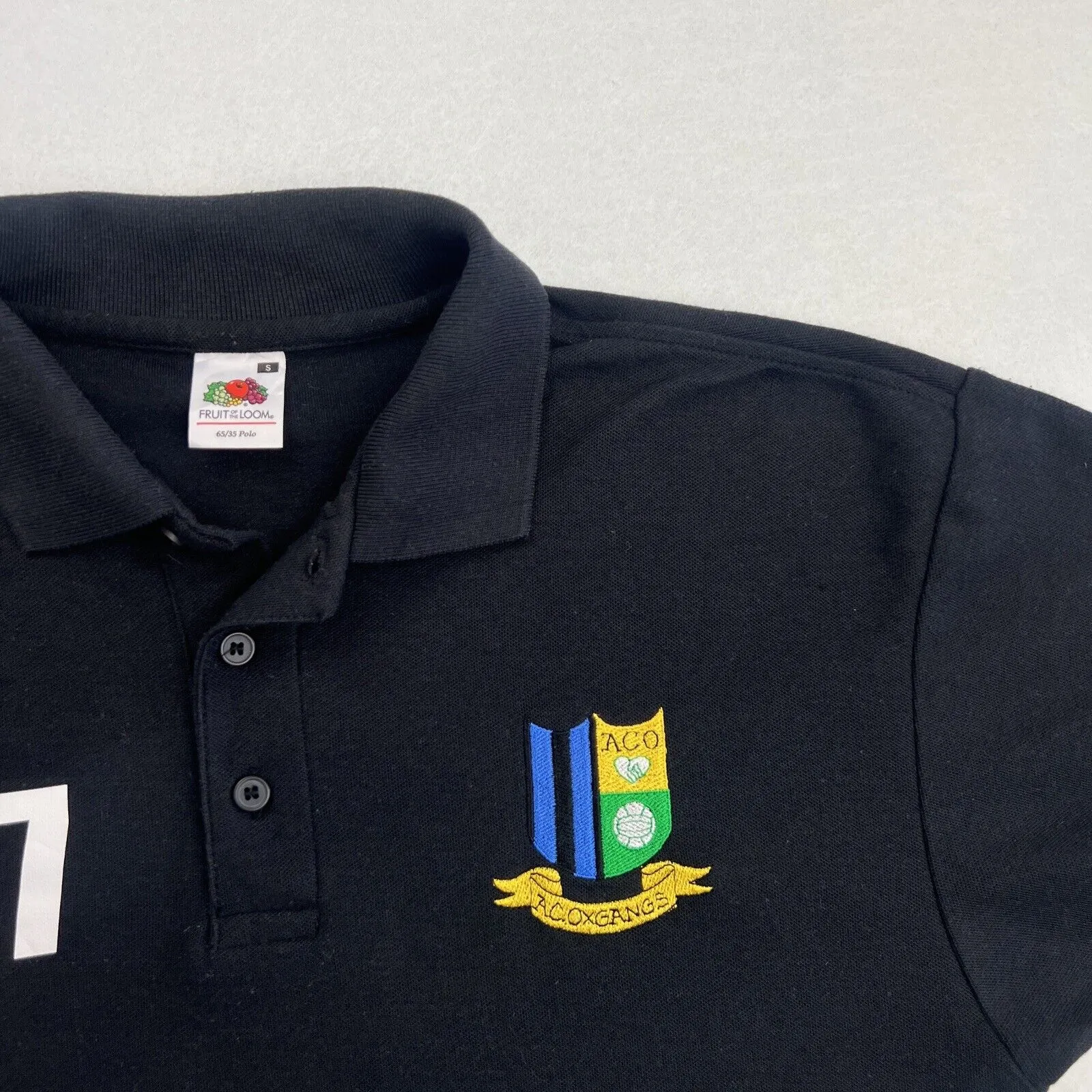 Fruit Of The Loom AC Oxgangs Football Club Black Polo Shirt Size Small