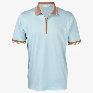 Gran Sasso Tennis Zip Collar Polo Shirt - Aqua
