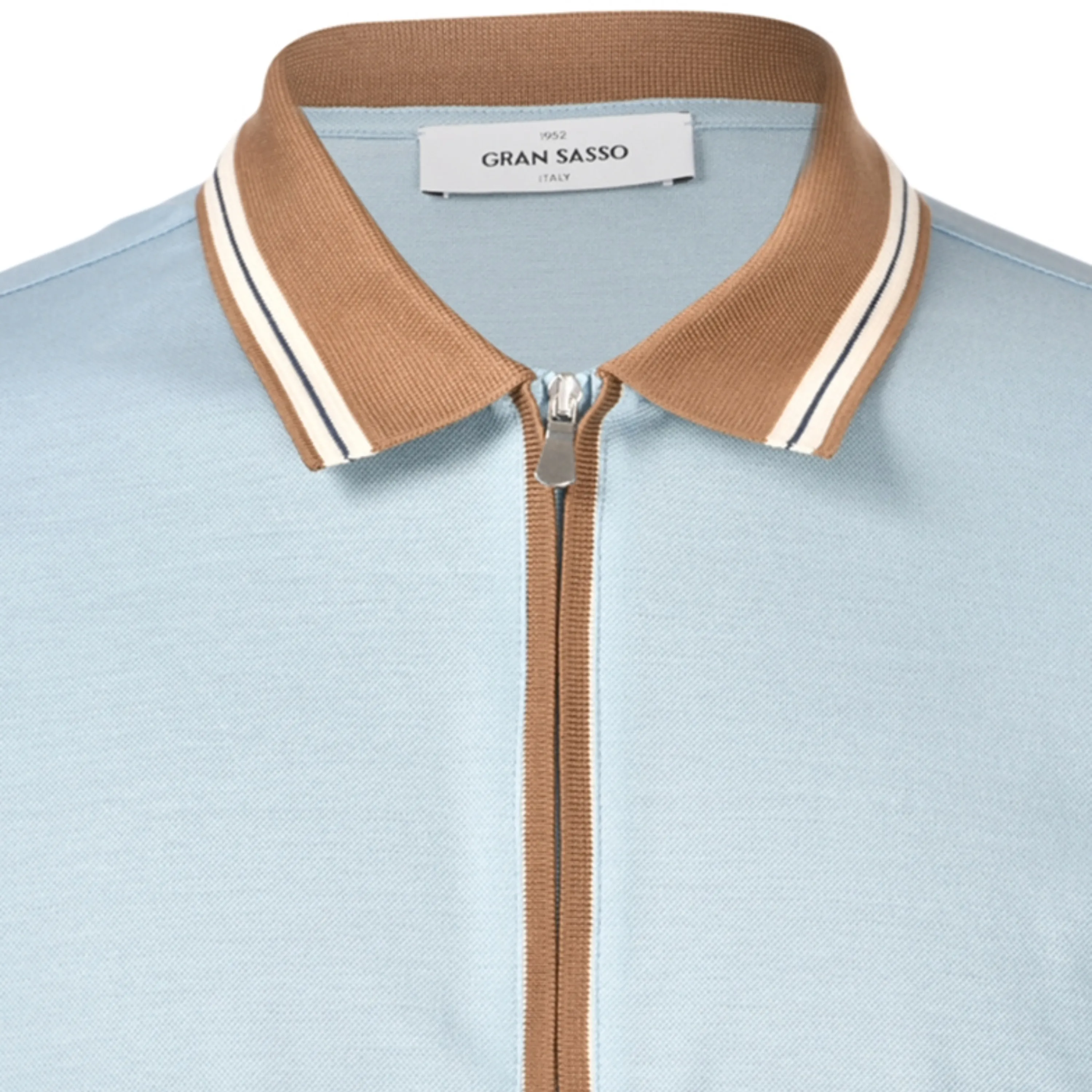 Gran Sasso Tennis Zip Collar Polo Shirt - Aqua
