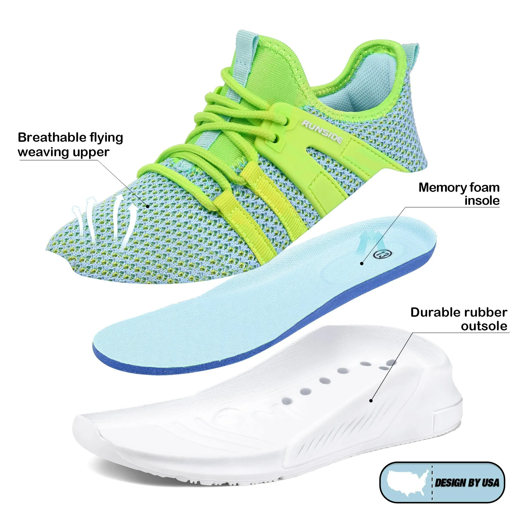 Green Mesh Breathable Lightweight Tennis Sneakers