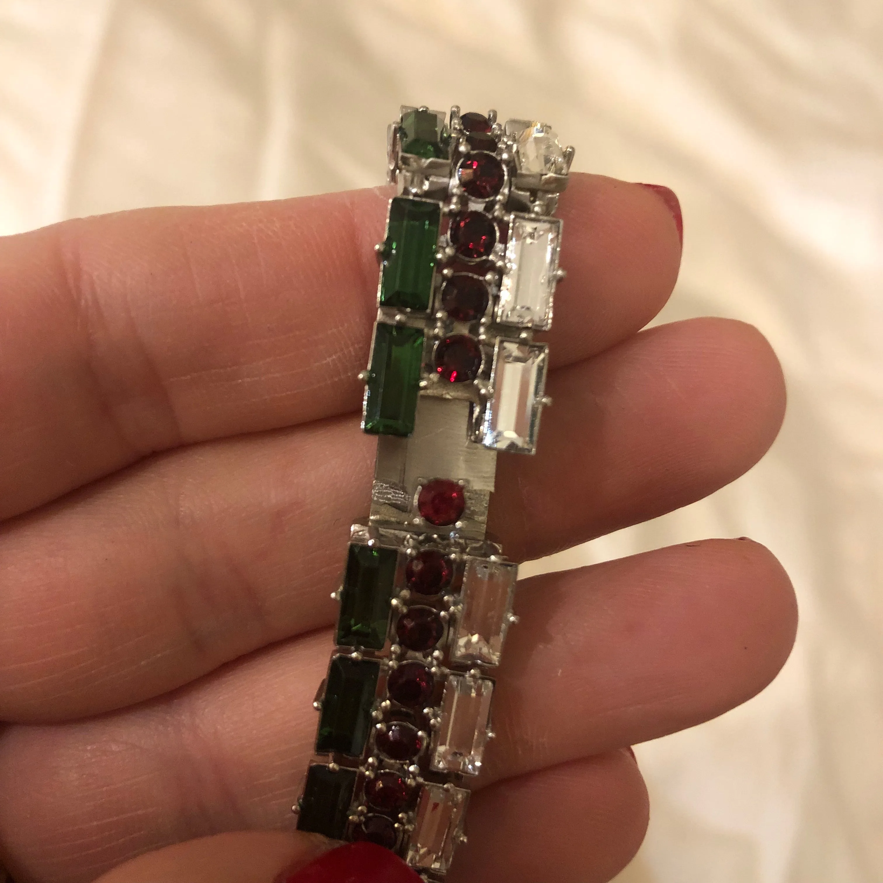 Gucci Silver Crystal GG Web Tennis Bracelet