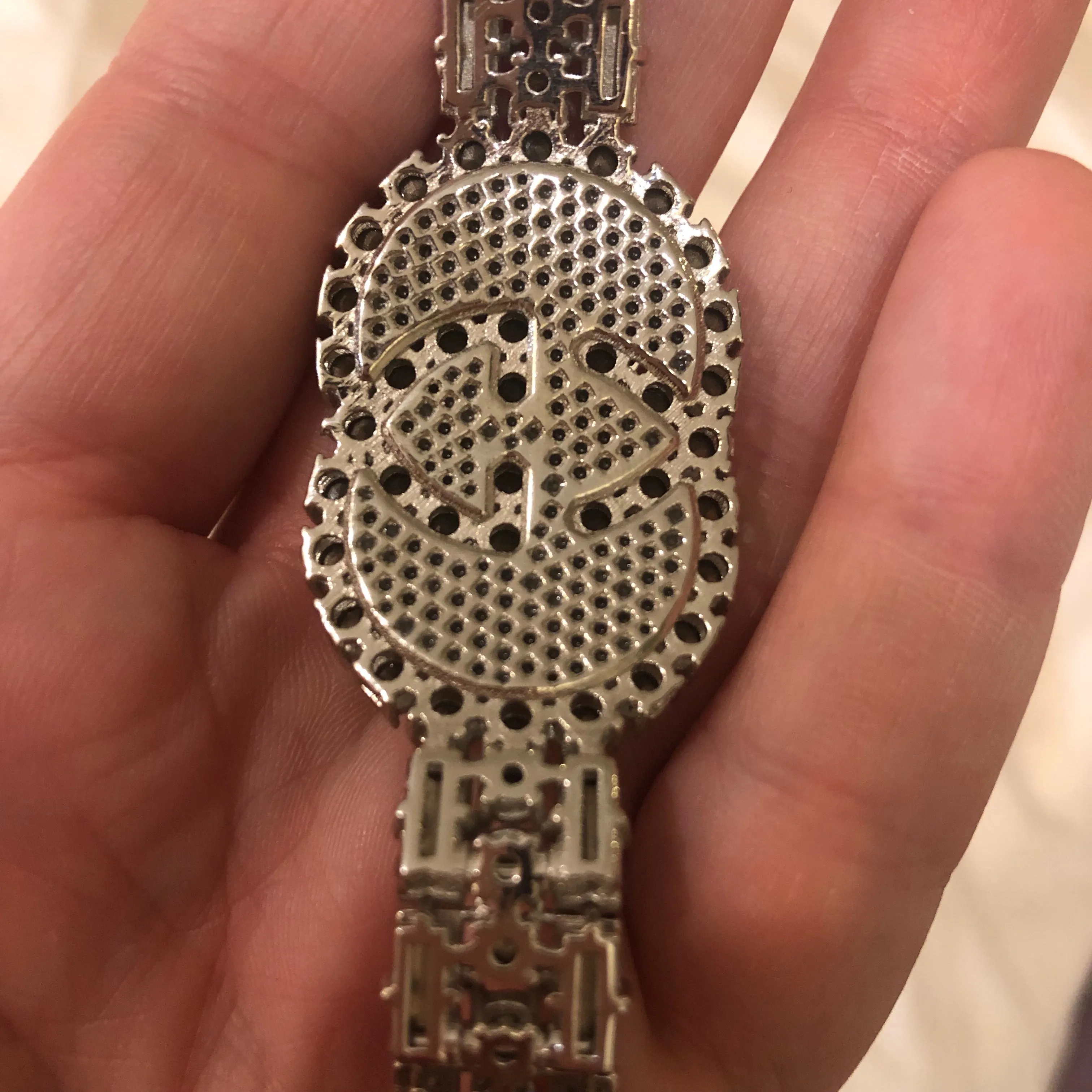 Gucci Silver Crystal GG Web Tennis Bracelet