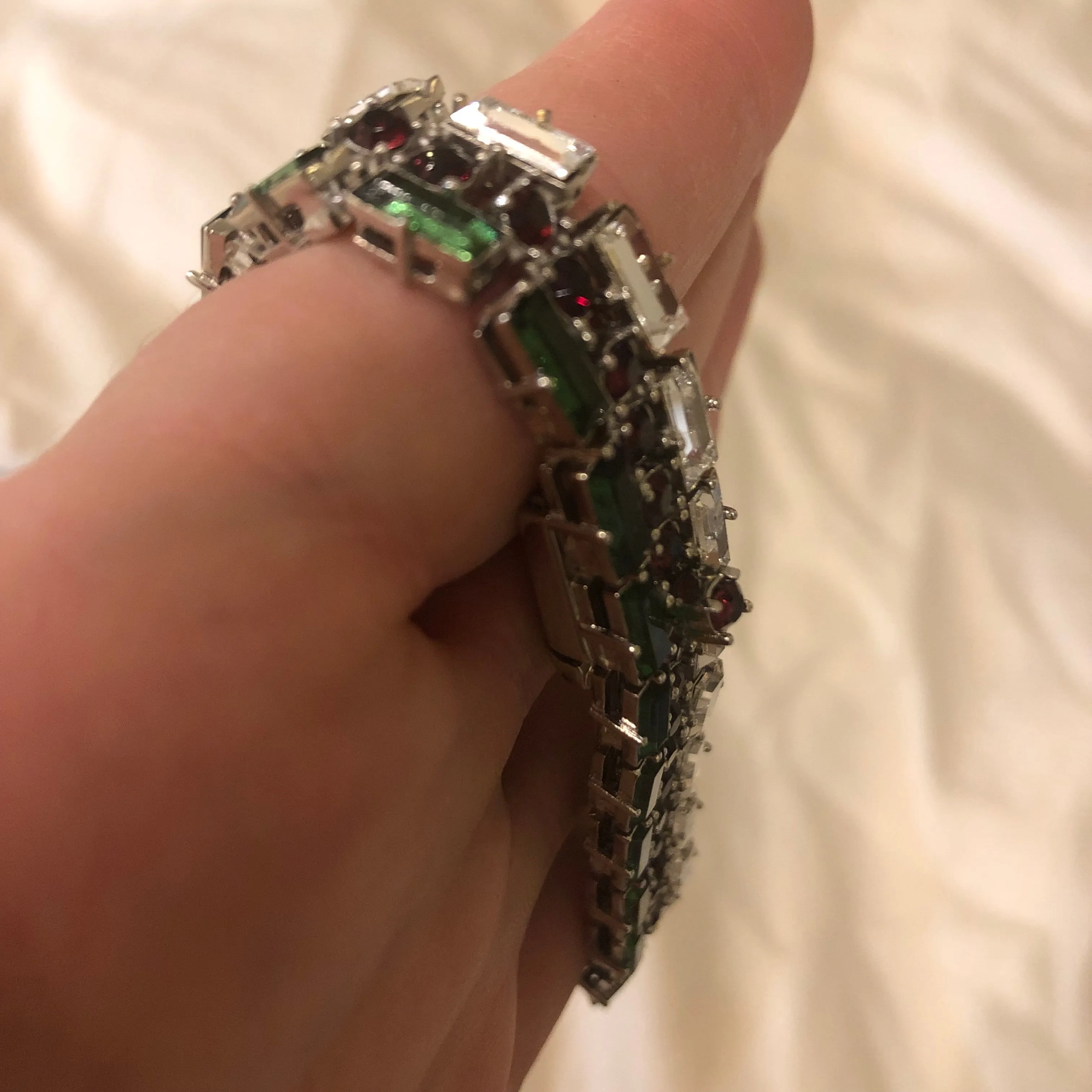 Gucci Silver Crystal GG Web Tennis Bracelet