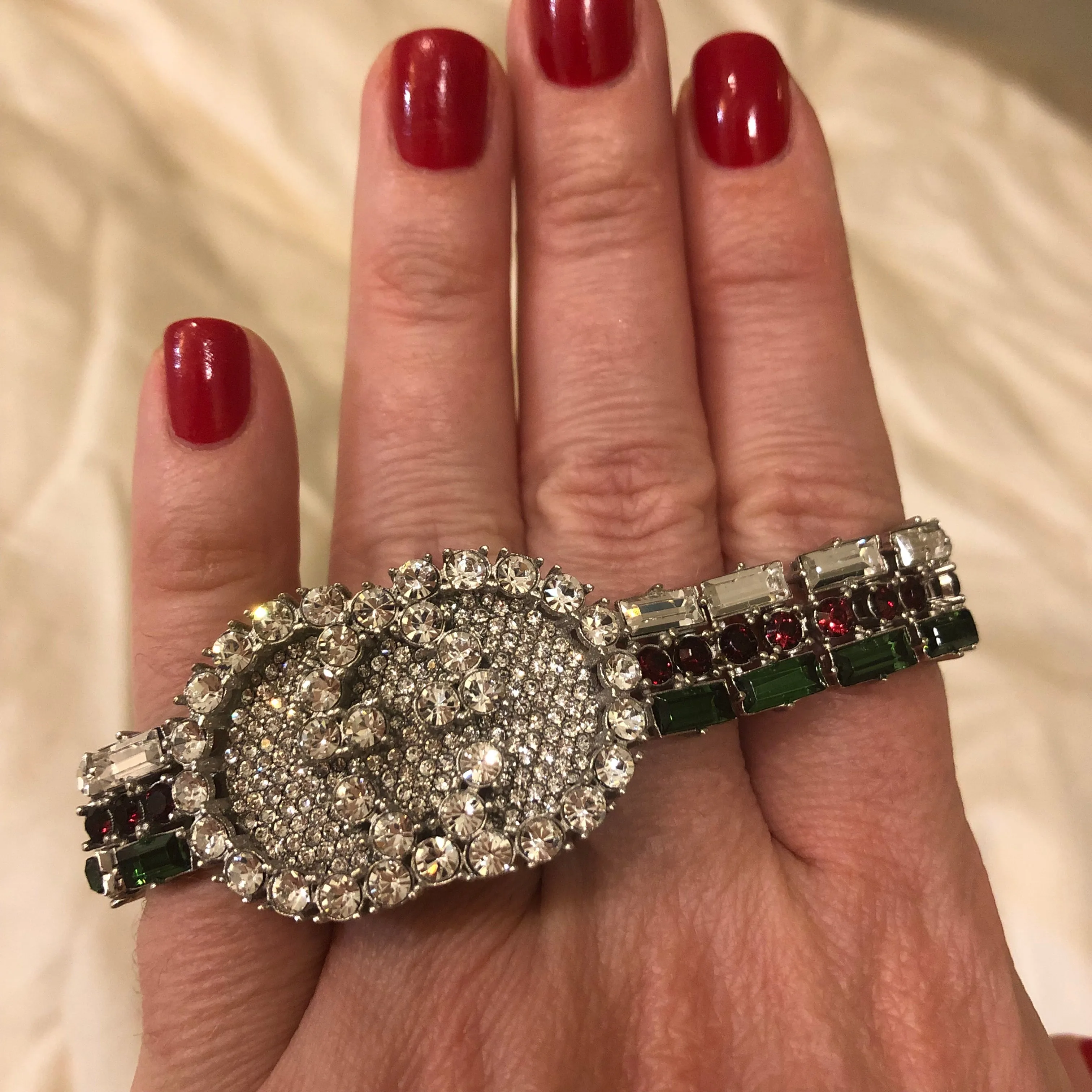 Gucci Silver Crystal GG Web Tennis Bracelet