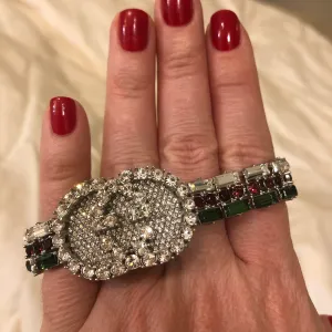 Gucci Silver Crystal GG Web Tennis Bracelet