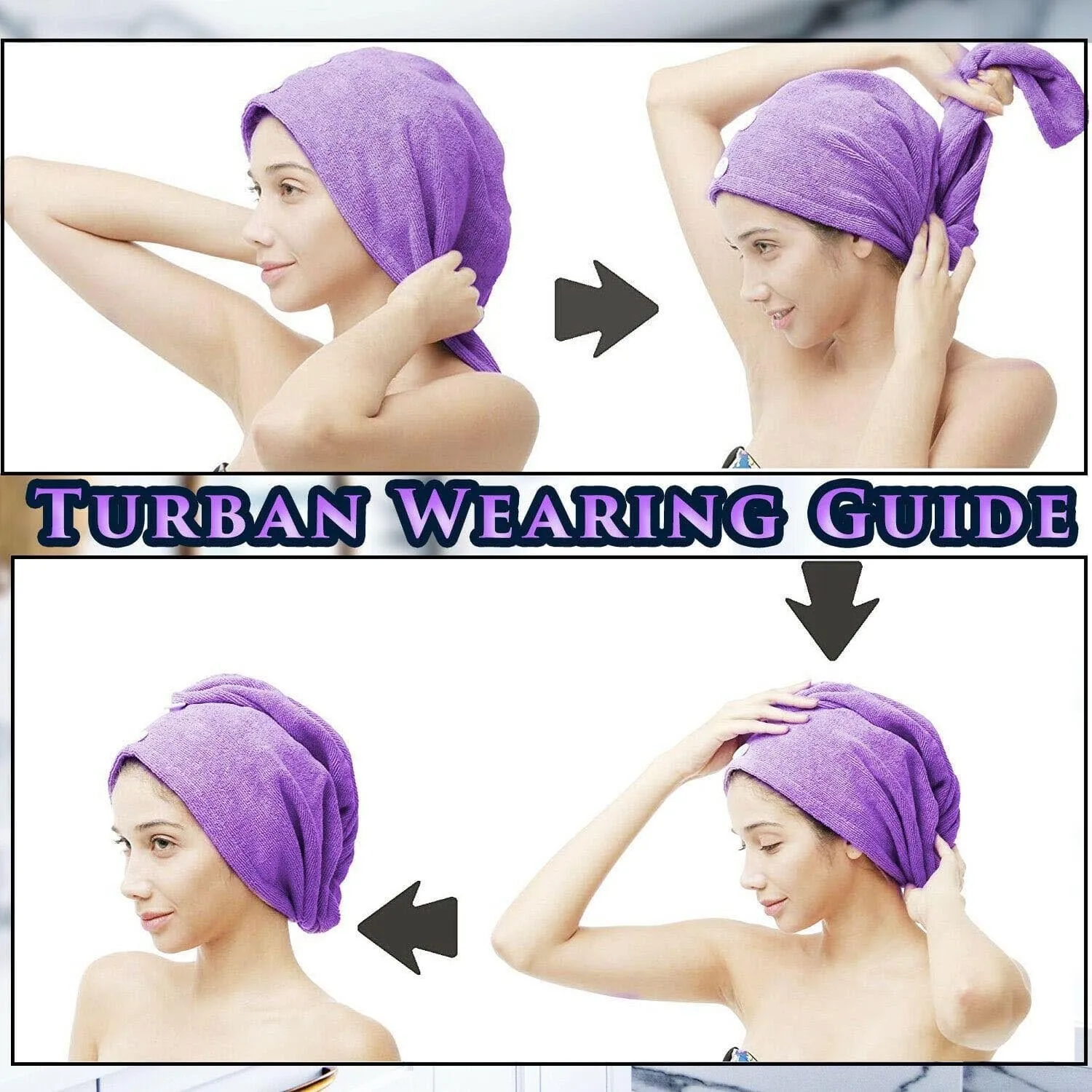 Hair Turban Towels Quick Dry Microfibre Twist Wrap Turbie Towel