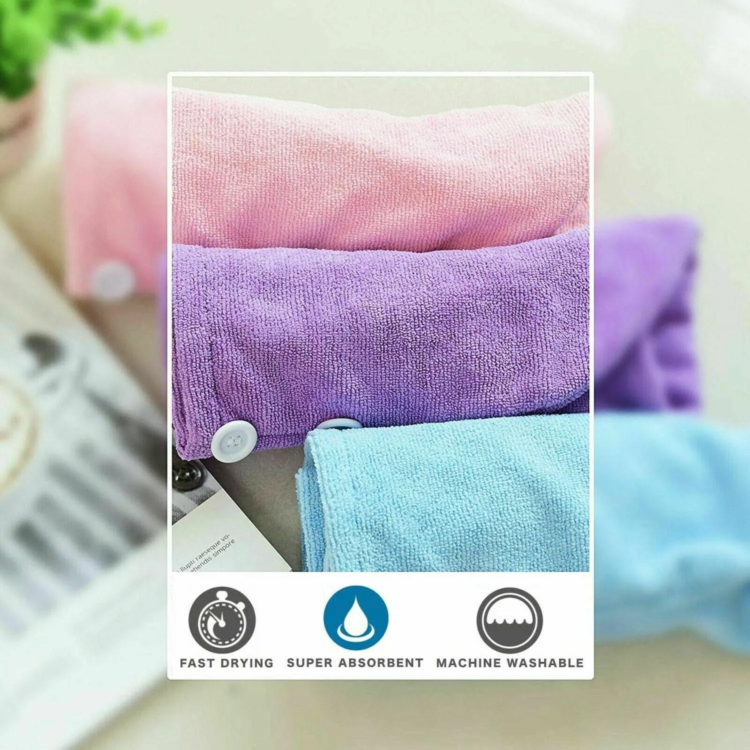 Hair Turban Towels Quick Dry Microfibre Twist Wrap Turbie Towel