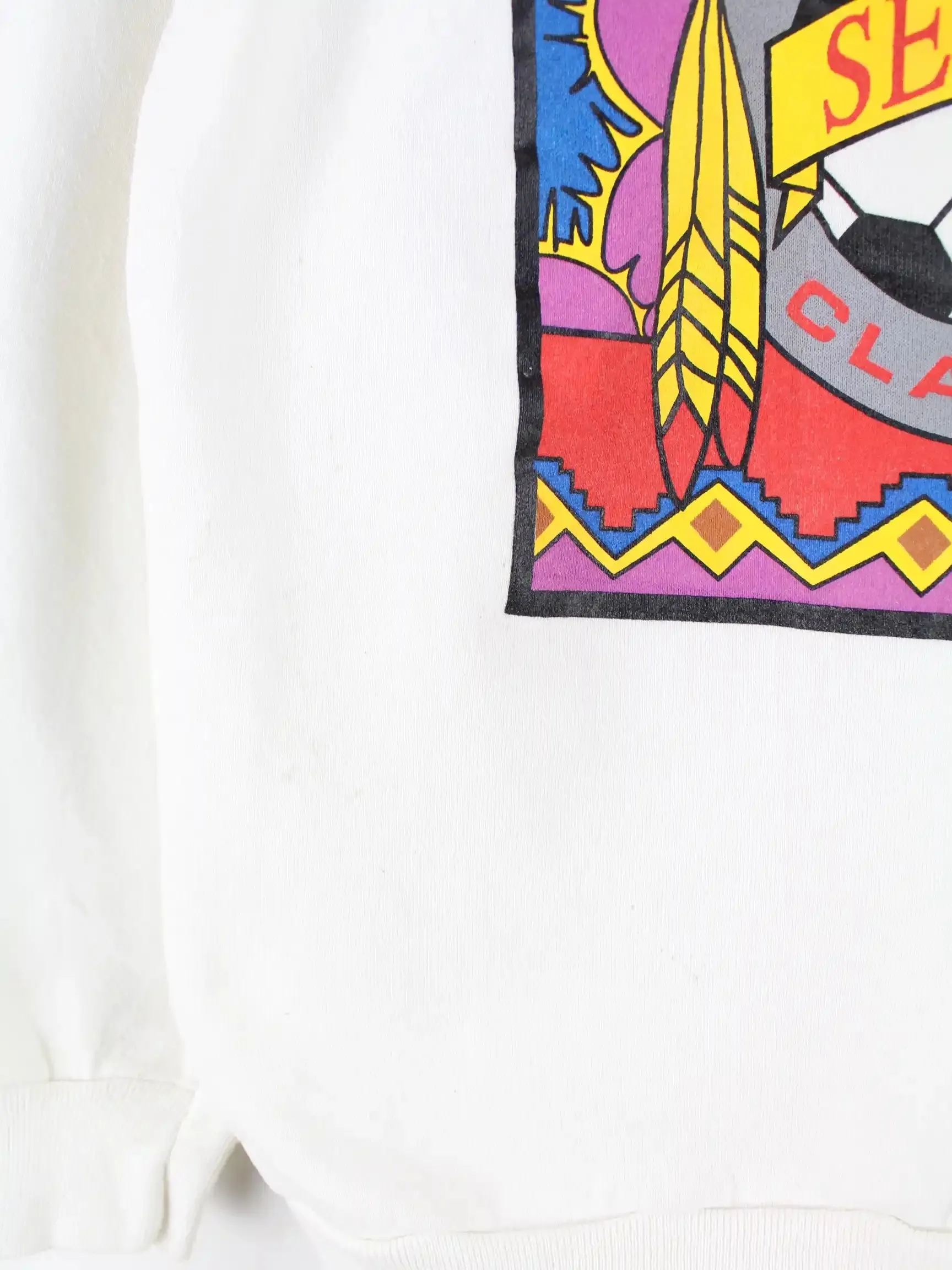 Hanes 90s Vintage Sereno Soccer Print Sweater Weiß L