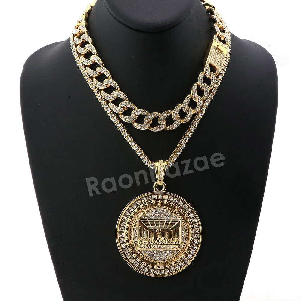Hip Hop Quavo Last Supper Miami Cuban Choker Chain Tennis Necklace L51