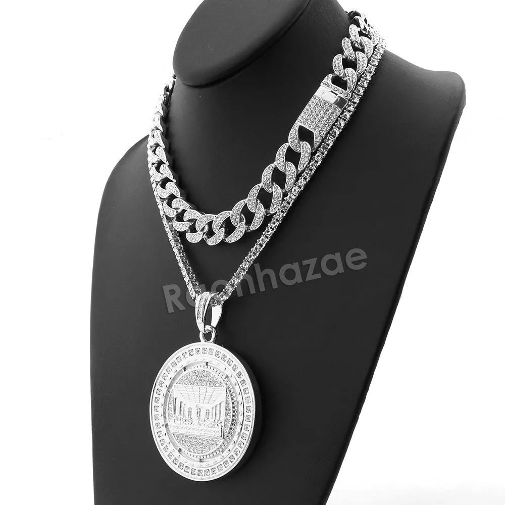 Hip Hop Quavo Last Supper Miami Cuban Choker Chain Tennis Necklace L51