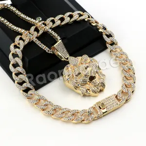 Hip Hop Quavo LION Miami Cuban Choker Chain Tennis Necklace L43