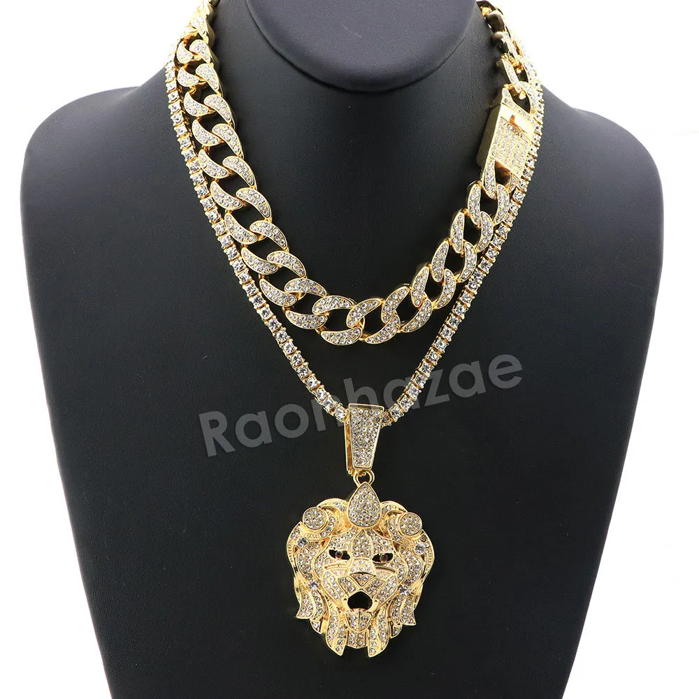 Hip Hop Quavo LION Miami Cuban Choker Chain Tennis Necklace L43