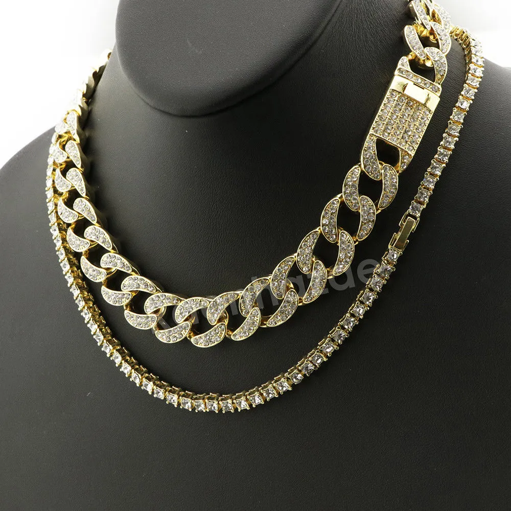 Hip Hop Quavo Small Cross Miami Cuban Choker Tennis Chain Necklace L15