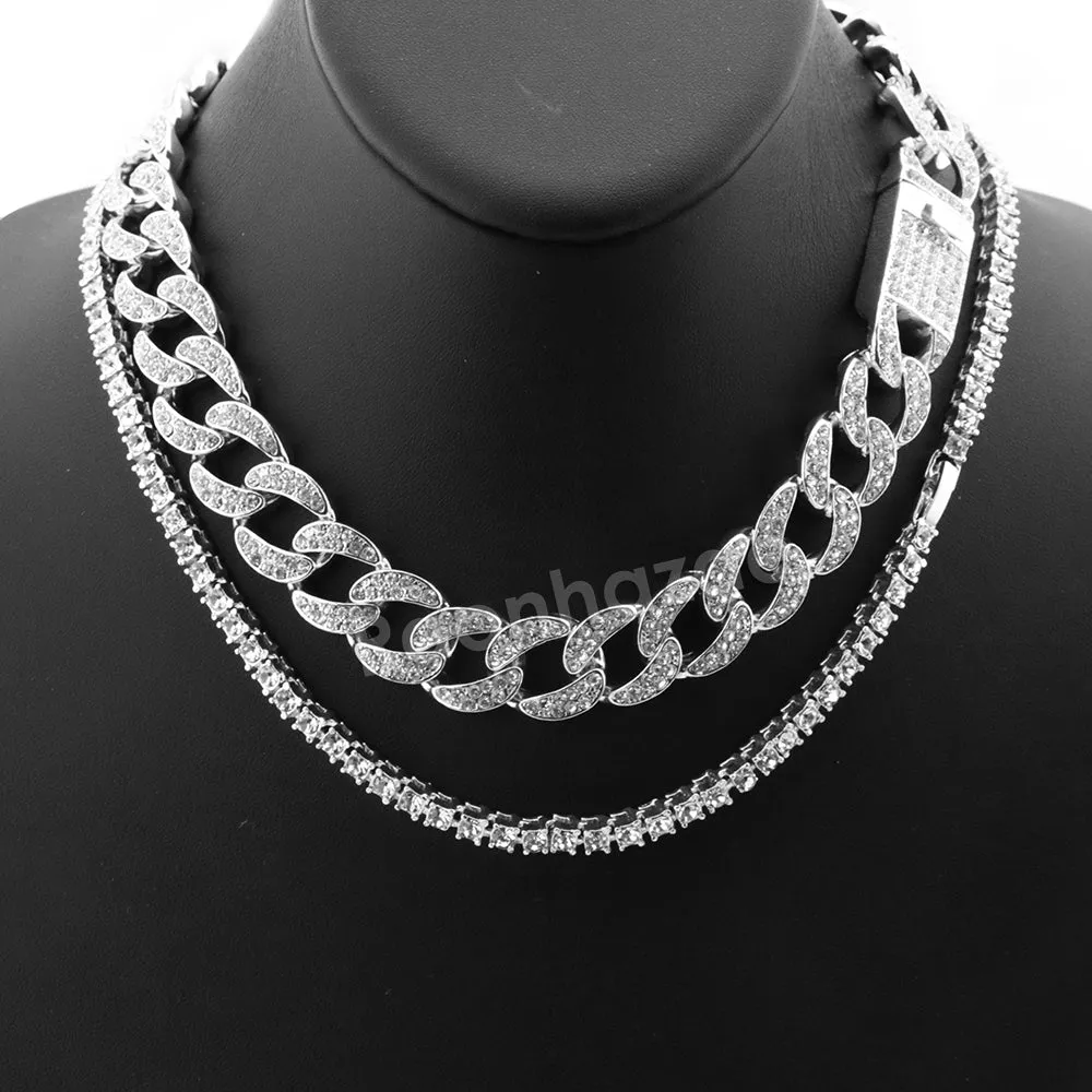 Hip Hop Quavo Star of David Miami Cuban Choker Tennis Chain Necklace L31