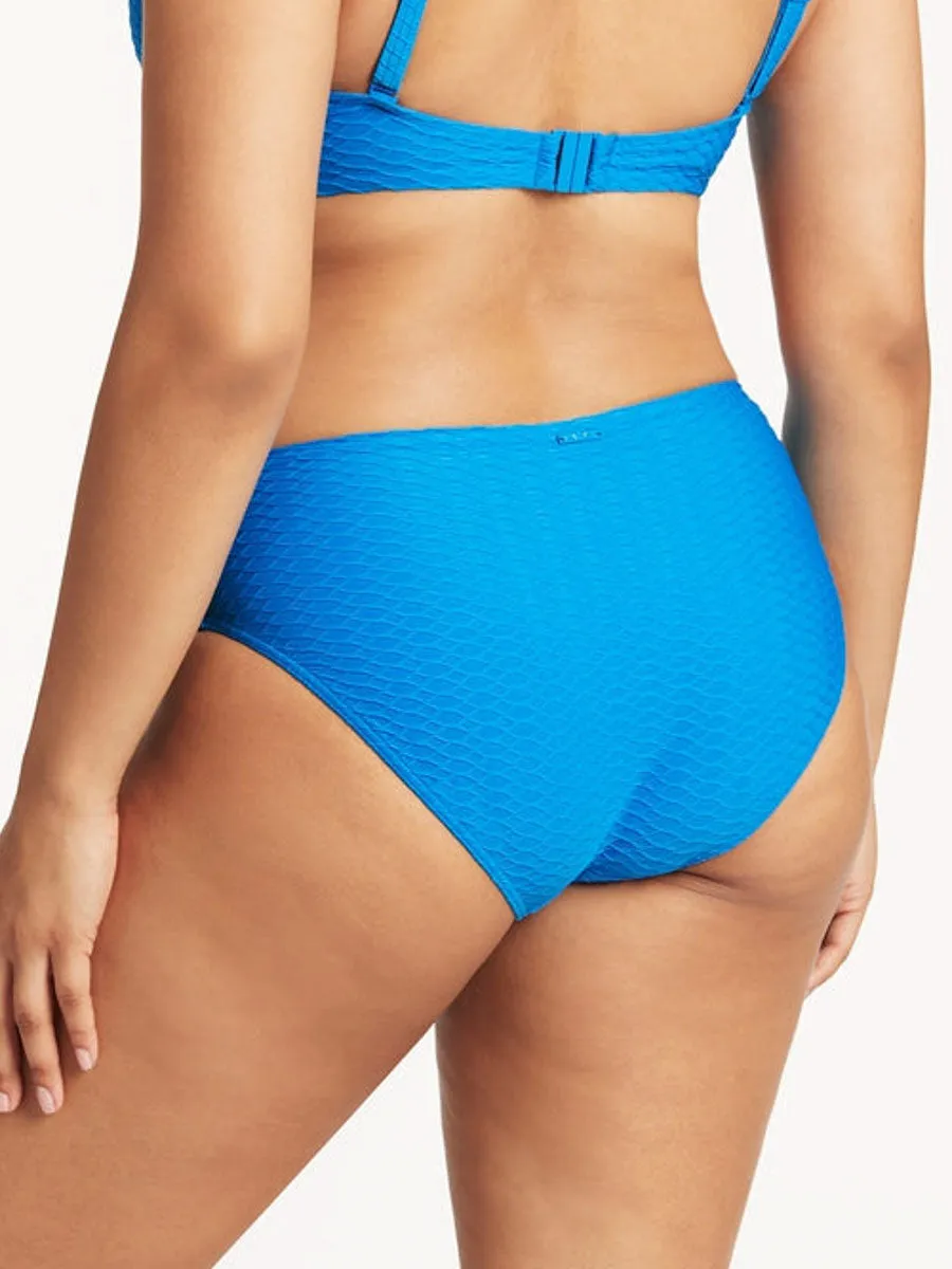 Honeycomb Mid Bikini Bottom in Capri
